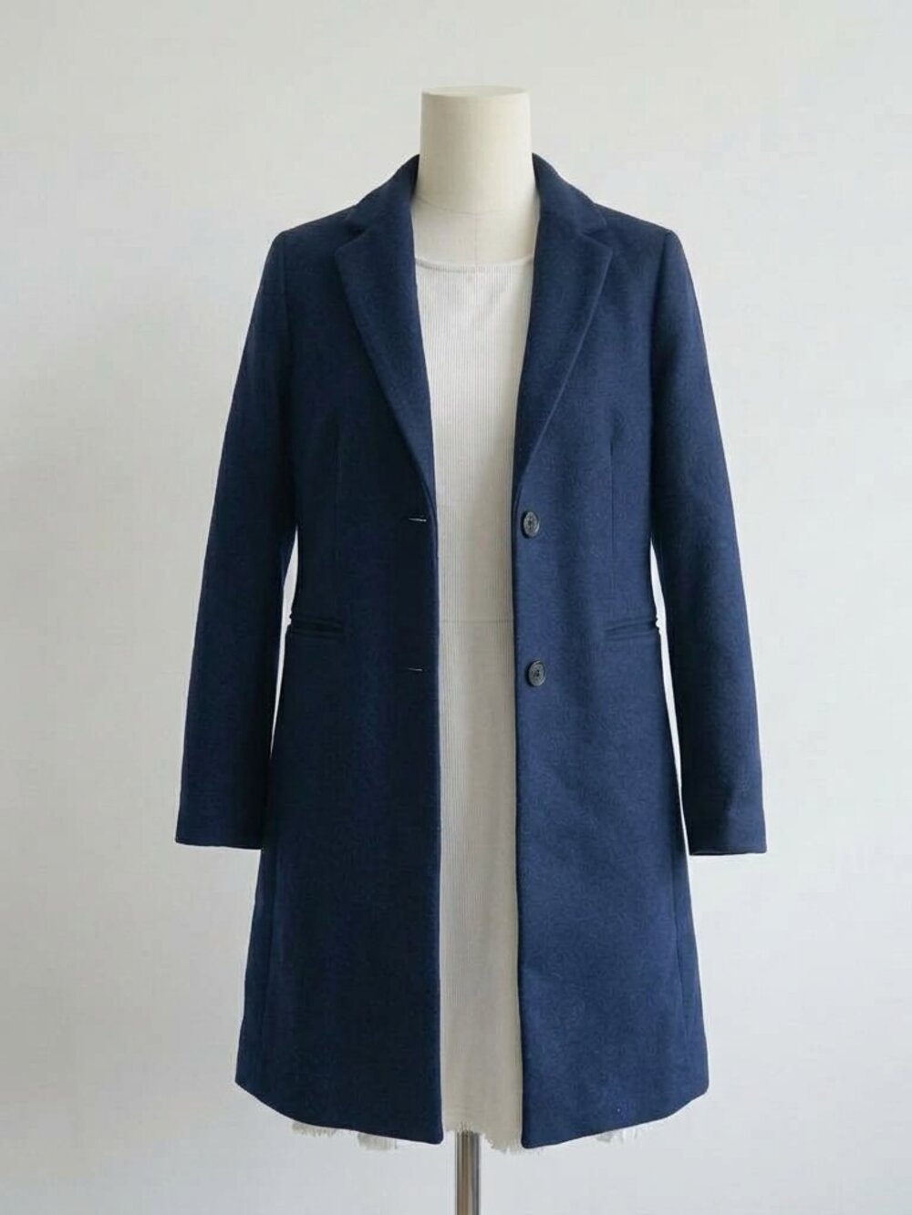 Uniqlo Wool/Cashmere Navy Tailored Coat